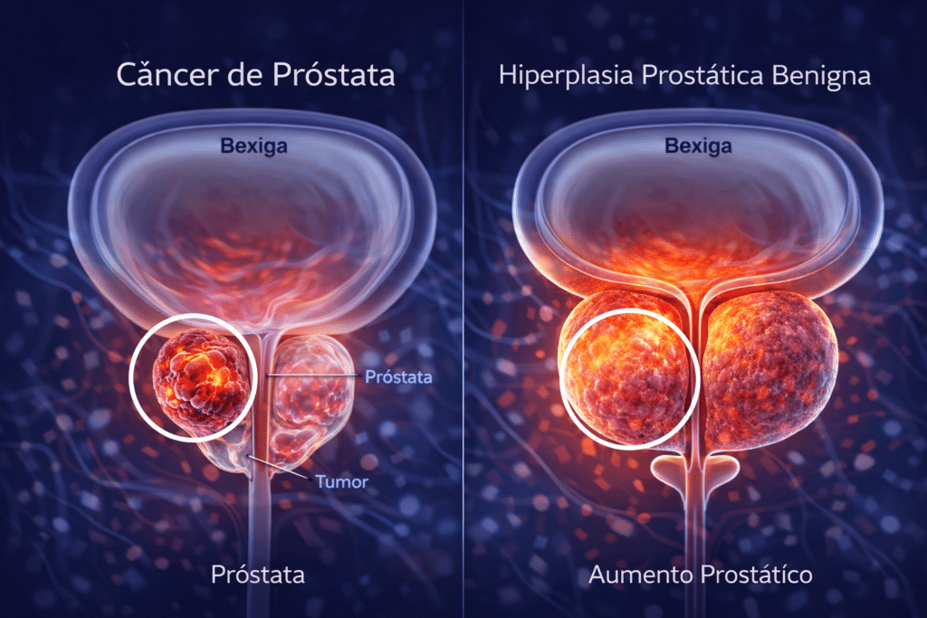 Comparação entre câncer e hiperplasia prostatica benigna 