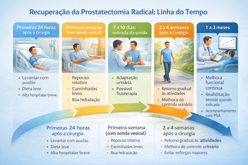 CIRURGIA ROBÓTICA DA PRÓSTATA EM CUIABÁ: TRATAMENTO COM SEGURANÇA, PRECISÃO E RECUPERAÇÃO PRECOCE 4 LINHA DO TEMPO RECUPERACAO PTR